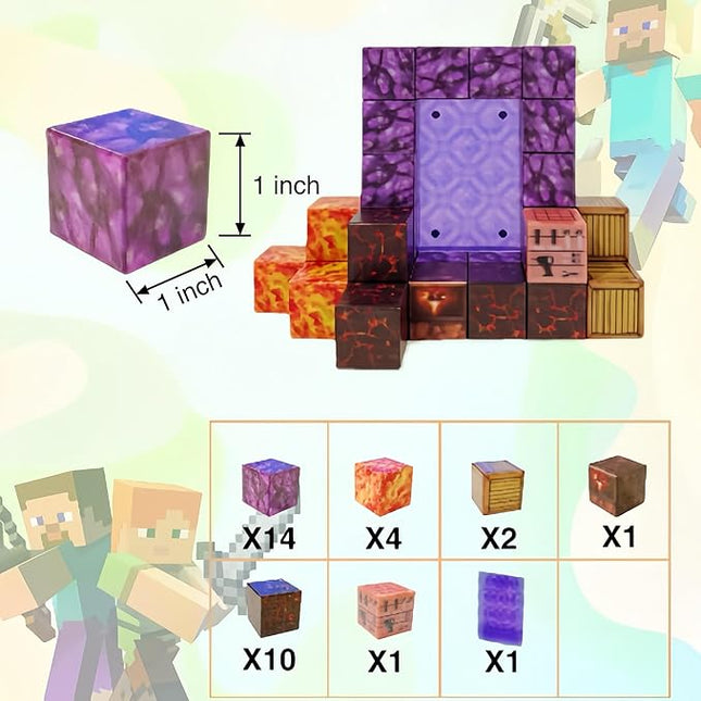 Magnetic Building Blocks - Build a Magnetic World Set DIY Creative Combo Suitable for 3 4 5 6 Years Old Boys and Girls Pre-School STEM Teaching(32pcs)