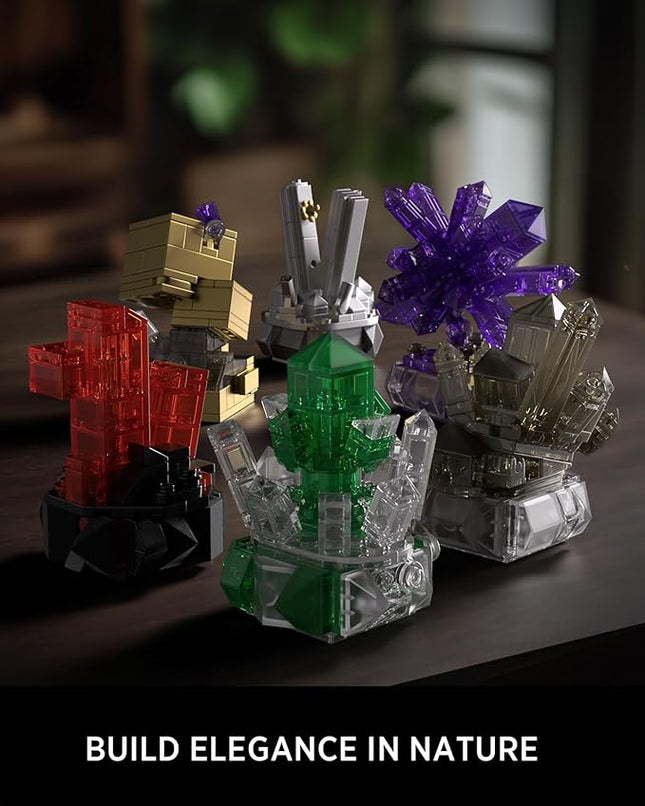 Nifeliz Geology Rock Collection Building Set for Adults, 6 Different Kinds of Gemstone Model Toys, Creative Desk Decoration & Fun Gift for Mineral Lovers (616PCS, NF10306)