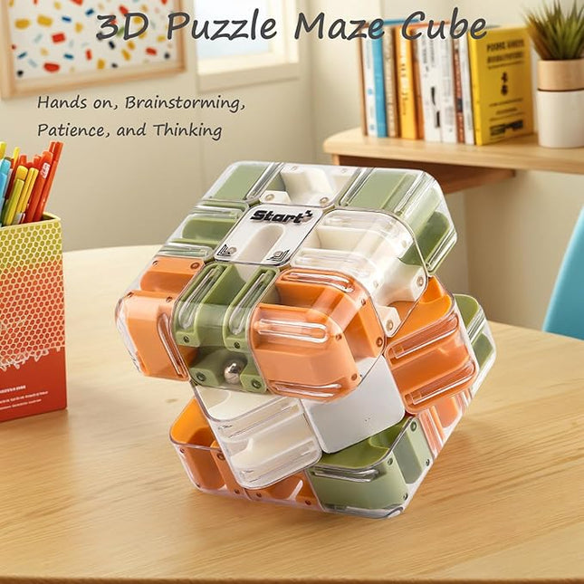Large Labyrinth 3D Puzzles Maze Cube - Engaging Brain Teaser Toy, 3D Magic Cube Maze Ball Puzzle, Spatial Awareness Brain Training Puzzle Toy for Stress Relief and Cultivate Logical Thinking (1 Pcs)