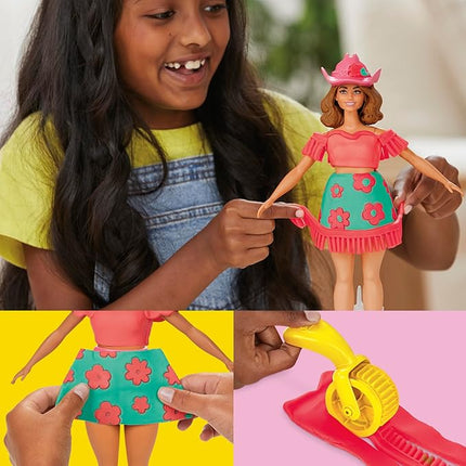 Play-Doh Barbie Florals and Fringe Set, Make Doll Clothes with Modeling Compound & 9 Fashion Accessories, Arts & Crafts for Girls & Boys 5+