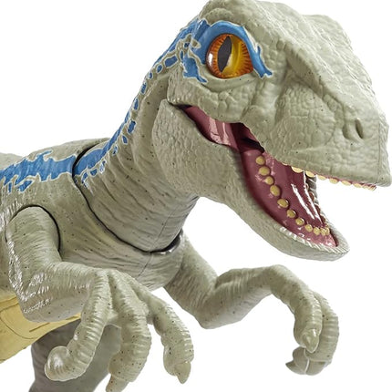 Mattel Jurassic World Primal Pal Blue with Spring-activated Action, Sound Effects Plus Neck, Shoulder, Tail and Feet Articulation for Added Play Movement