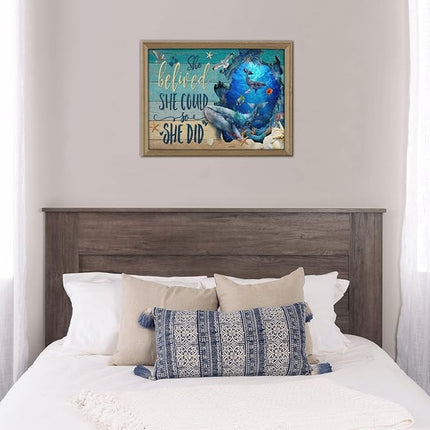 Ocean Jigsaw Puzzles 500 Pieces for Adults, Majestic Whales & Inspirational Quotes, Motivational Sea Life Art Wooden Puzzle for Stress Relief, Empowering Home Decor