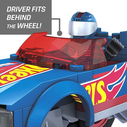 MEGA Hot Wheels Monster Trucks Building Toy Playset, Race Ace with 69 Pieces, 1 Micro Action Figure Driver, Red, Kids Age 5+ Years