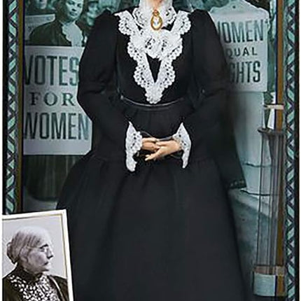 Barbie Inspiring Women Series Susan B. Anthony Collectible Doll, Approx. 12-in, Wearing Black Dress and Cameo Brooch, with Doll Stand and Certificate of Authenticity