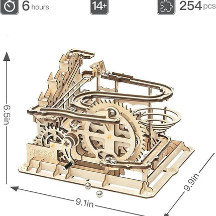 ROKR 3D Wooden Puzzles Marble Run Set - Mechanical Model Kit for Adults DIY Roller Coaster Toys Gifts for Adult (Marble Parkour)