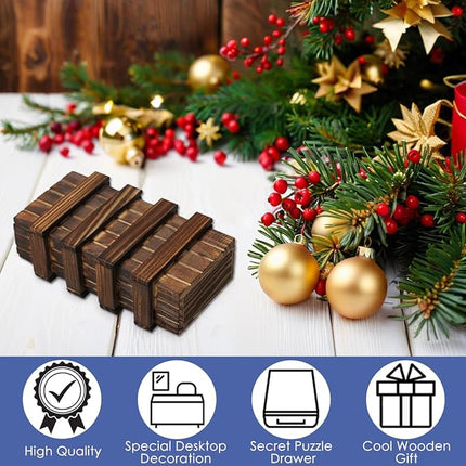 Diteje Puzzle Box, Magic Wooden Boxes Case Card Holders with Secret Hidden Compartment for Adults and Kids