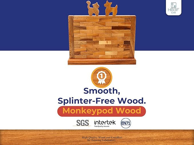 BSIRI Wooden Brick Wall Balancing Game with Characters Family for Kids and Adults Classic Brick Games Tabletop Toy Party Skill Activity for Home Classroom Play