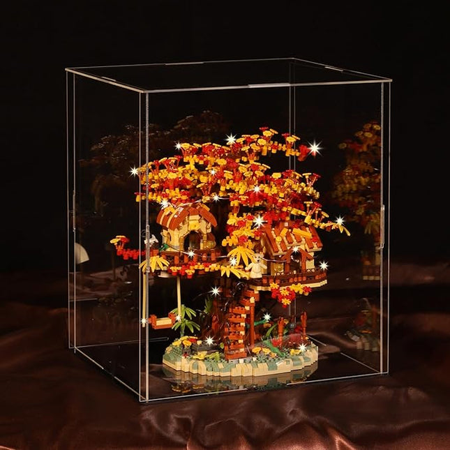 Cherry Blossom Bonsai Tree House Building Blocks Set with Acrylic Display Box, Plants Flowers Treehouse Architecture Micro Mini Block Kits Gift for Adults and Kids（2725 Pieces