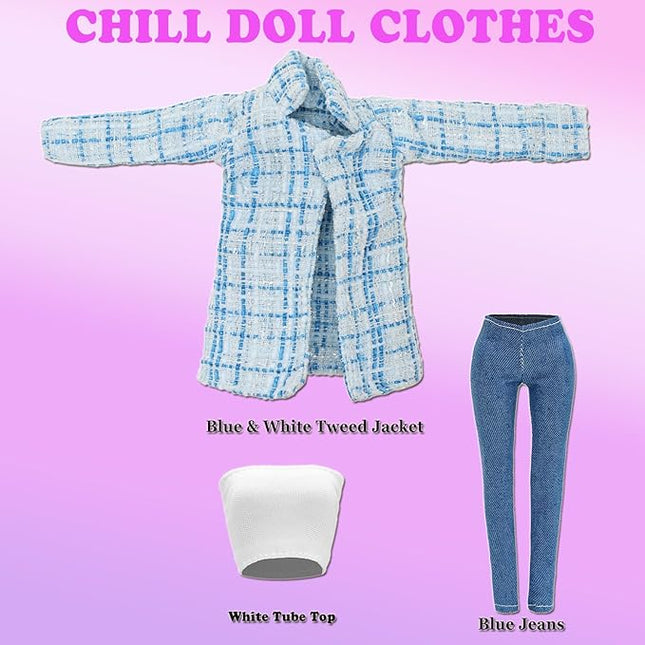 23 Pieces Doll Clothes & Accessories for 11.5 Inch Girl Dolls Include 5 Tops 5 Pants Fashion Outfits 5 Coats Jacket 5 High Heels 5 Flat Shoes and 3 Accessories for 11.5 Inch Girl Dolls Fashion Set
