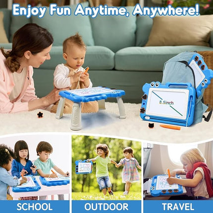 AiTuiTui Magnetic Drawing Board Toddler Toys with Legs for Girls Boys, Color Sketch Writing Scribble Doodle Pad Travel Games, Educational Learning Kids Toys for Toddlers Birthday (Blue)