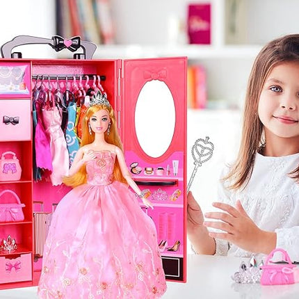 UCanaan Girl Doll and Closet Set with Doll Clothes and Accessories Items Including Fashion Dolls, Dressand Many Other Accessories (Refer Picture Shows)，Best Gitfs for Girls Christmas Birthday