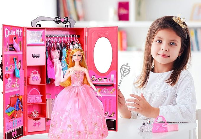 UCanaan Girl Doll and Closet Set with Doll Clothes and Accessories Items Including Fashion Dolls, Dressand Many Other Accessories (Refer Picture Shows)，Best Gitfs for Girls Christmas Birthday
