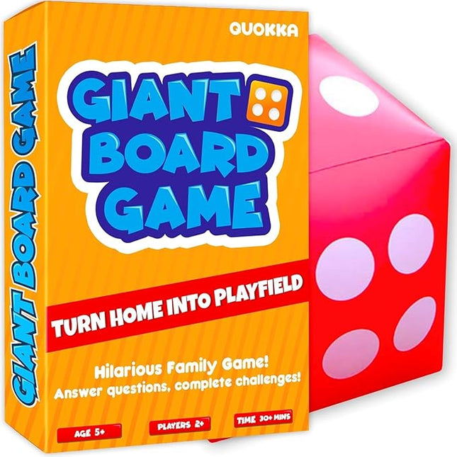 QUOKKA Giant Outdoor Games for Kids Ages 8-12 - Fun Family Game for Kids & Adults with Jumbo Dice - Play Indoor & Outdoor | 250 Challenges | Quick Set Up - Card Trivia Game for Teens Ages 7 10
