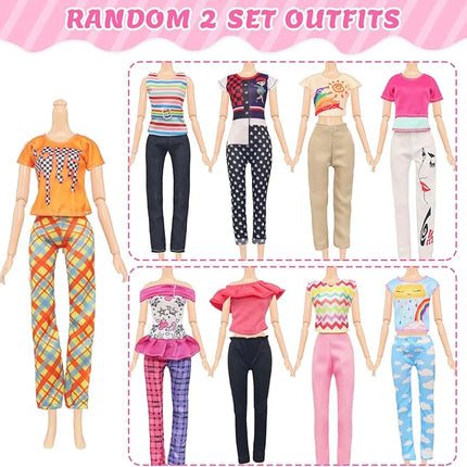 100 Pcs Doll Clothes and Accessories - 5 Wedding Gowns 10 Slip Dresses 2 Fashion Dresses 2 Tops 2 Pants 2 Bikini Swimsuits 10 Shoes and Accessories for 11.5 inch Dolls,Doll Dress up Toys for Girl Gift