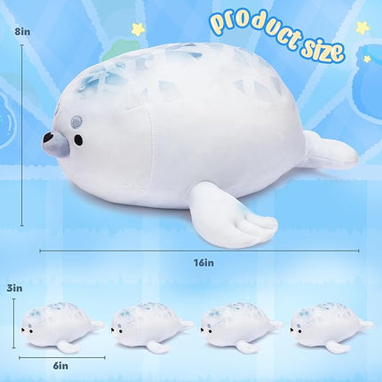 IKASA Mommy Seal Stuffed Animal Mom and Baby Plush Toy, Cute 16" Soft Small Mama Family Set Cuddly Toys with Little Mini Babies,Gifts for Kids