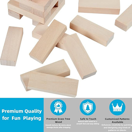 SpeedArmis Mini Tumble Tower, 54PCS Wooden Stacking Game for Teens - Pine Stack Timber Board Games with 4 Dice Set - Classic ‌Xmas Gifts for Teens