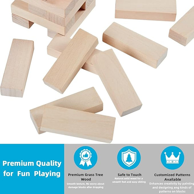 SpeedArmis Mini Tumble Tower, 54PCS Wooden Stacking Game for Teens - Pine Stack Timber Board Games with 4 Dice Set - Classic ‌Xmas Gifts for Teens