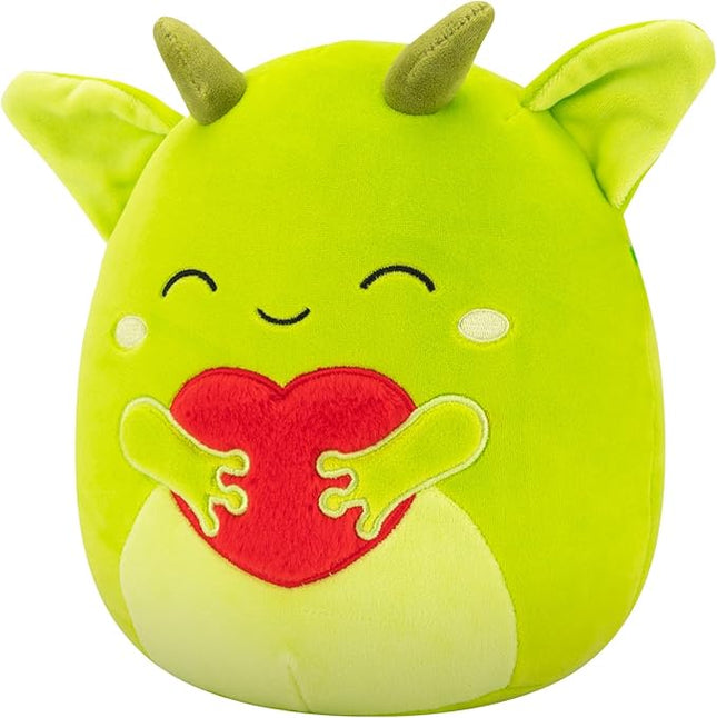 Squishmallows Original 8in Fitzy The Green Goblin Holding Fuzzy Heart – Official Jazwares Valentine Plush (Little)