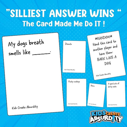 Kids Create Absurdity Funny Card Game for Kids Family Game Night Laugh Until You Cry- A Fun Fill in The Blank Card Game for Ages 6-12 Years Old