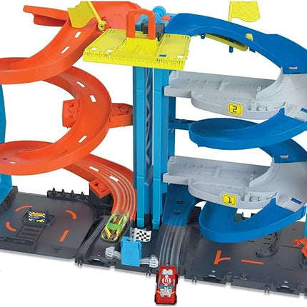 Hot Wheels City Toy Car Track Set, Transforming Race Tower, Single to Dual-Mode Racing, with 1:64 Scale Vehicle, 2 Ways to Play (Amazon Exclusive)