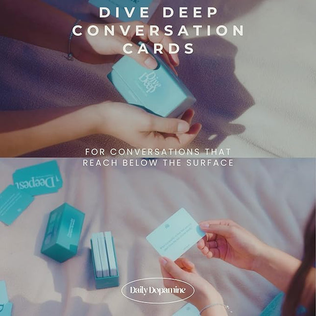 Daily Dopamine Dive Deep Conversation Cards - Get to Know Each Other Ice-Breaker | Deep & Meaningful Conversations | Card Game for Teens, Adults, Couples | Fun Family Party Game for Events & Parties