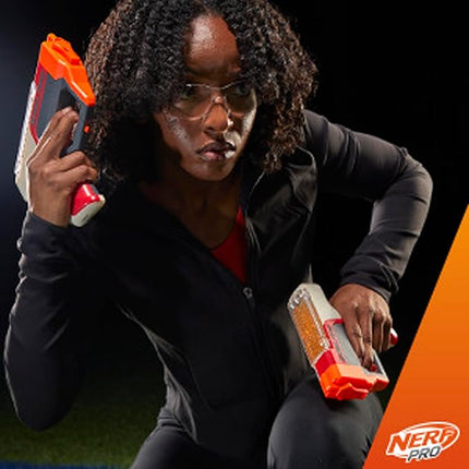 Nerf Pro Gelfire Dual Wield Pack, 2 Blasters, No-Prime Firing, 5000 Gelfire Rounds, 2X 100 Round Integrated Hoppers, 2 Eyewear, Ages 14 & Up