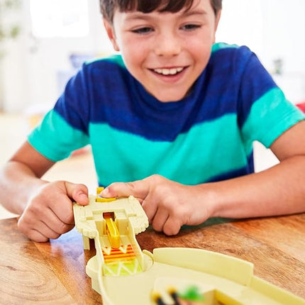 Hot Wheels Mario Kart Track Set & Toy Car, Thowmp Ruins Playset with Luigi Kart Vehicle & Pull-Back Launcher