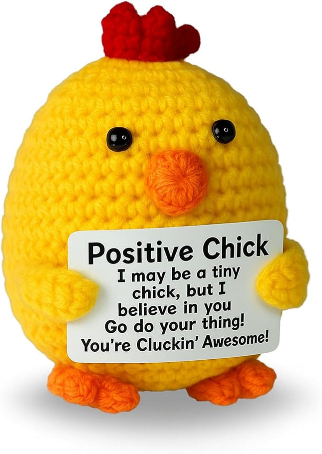Inspirational Crochet Positive Chick - Emotional Support Crochet Dolls Positive Crochet Animals Gifts Desk Decor Emotional Support Plush for Anxiety & Stress Relief