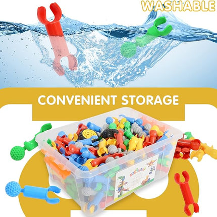 ZOZOPLAY 160 Pcs Connector Blocks Set, STEM Plastic Connector Toys for Kids 3+, Educational Colorful Building Blocks, Engineering Creative Game, Best Preschool Learning Gift for Boys & Girls