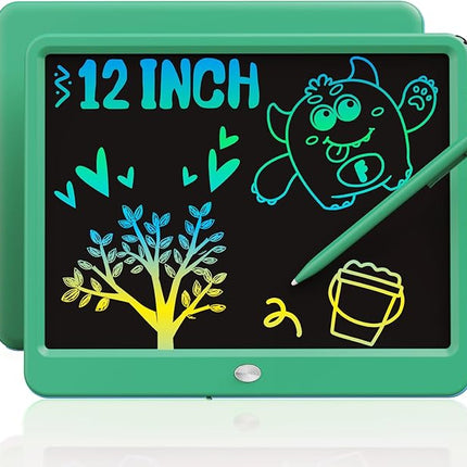 TEKFUN LCD Writing Tablet for Kids Boys Toys, 12 Inch Erasable Doodle Board Colorful Drawing Pad, Board Games Outdoor Travel Toys Gifts for Toddlers Boys Adults (Green)