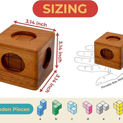 BSIRI Soma Puzzle Cube Wooden Toy Brain Teaser Desk Board Games Adults Master Block Christmas Mind Magic Kids Benders Wood Hand Cube Family Teens Boy Classic