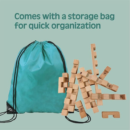 15 in 1 Educational Wooden Building Blocks - Assembled into 15+ Various Shapes, STEM Toys Gift for Kids and Classroom, DIY Building Toys for Ages 5+ Teens Adults - 42 Pcs