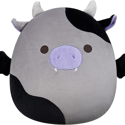 Squishmallows Original 12-Inch Bridgette Grey and Black Cow Bat - Official Jazwares Plush (Medium-Sized)