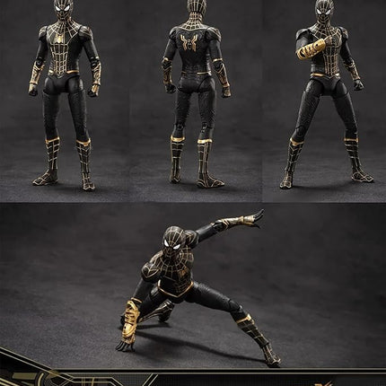 No Way HomeSpiderman Action Figures-7 Inch All Joints Movable Exquisite Collection Model Gift (Black & Gold)