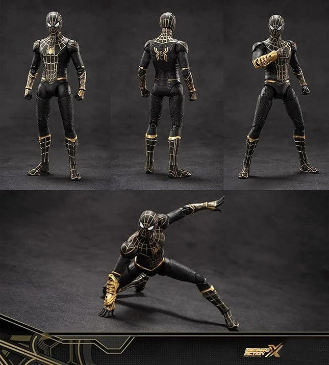 No Way HomeSpiderman Action Figures-7 Inch All Joints Movable Exquisite Collection Model Gift (Black & Gold)