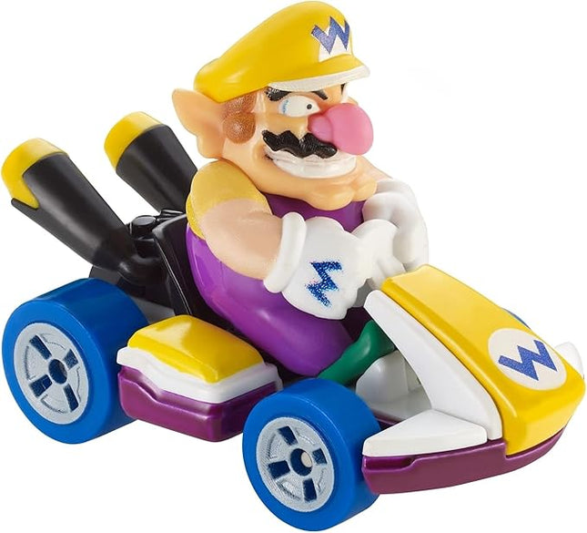 Hot Wheels Mario Kart Wario Die-Cast Character Car 1:64 Scale, Purple