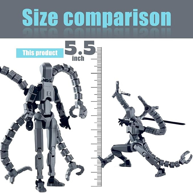 Assembly Completed T13 Action Figure,T13 Action Figure Multi-Jointed Movable,Ultimate Desktop Decor for Lovers t-13 Movability 3D Printed Toys (Black red-, 5.5in)