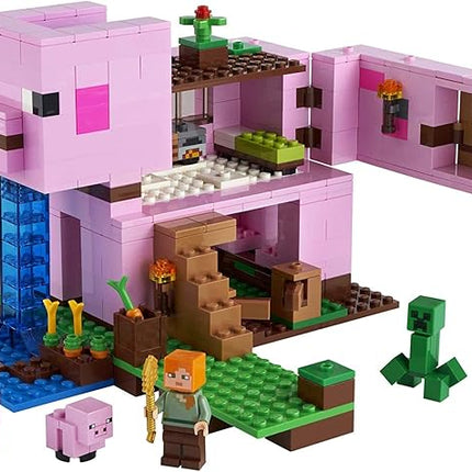 LEGO Minecraft The Pig House, 21170 with Alex, Creeper and 2 Pig Figures, Animal Building Toy, Great Gift for Kids, Boys & Girls Ages 8+
