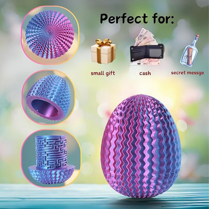 Egg-Shaped Maze Gift Box - Money Box for Cash Gifts, Puzzle Box for Boys & Girls, Easter Gift Box with Hidden Compartments, Easter Present for Birthdays & Special Occasions (Red-Blue Gradient)