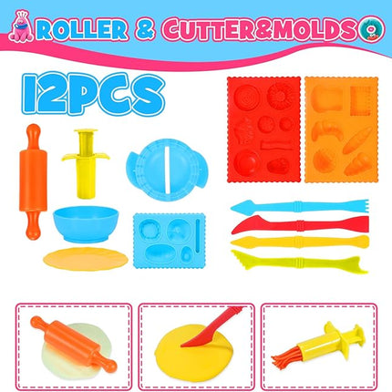 ‌Playdough Tool Set for 3-8 Year Olds | 30-Piece Playdough Accessory Kit with Animal Molds, Rolling Pin & Storage Box | STEM Educational Gift for Boys & Girls - Birthday, Christmas, Party Favor