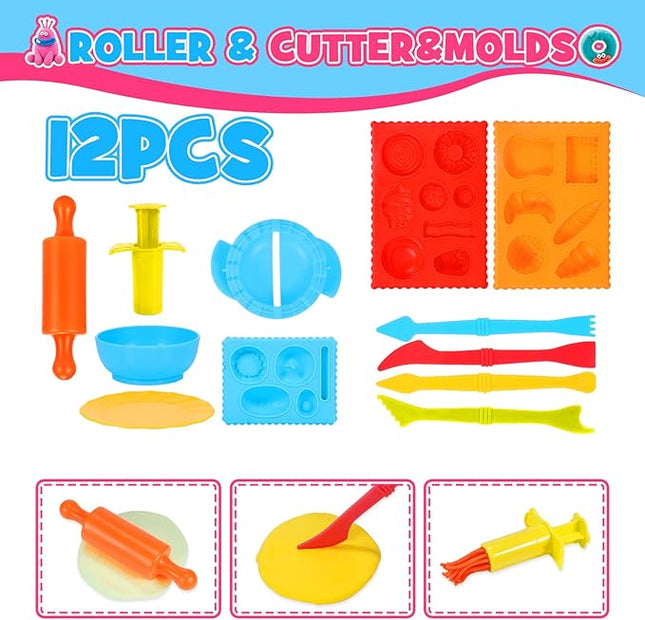 ‌Playdough Tool Set for 3-8 Year Olds | 30-Piece Playdough Accessory Kit with Animal Molds, Rolling Pin & Storage Box | STEM Educational Gift for Boys & Girls - Birthday, Christmas, Party Favor