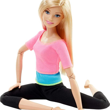 Barbie Made To Move Doll, Ultra-Posable, 22 Points To Bend, Black Leggings, Color-Blocked Top, Long Blond Hair