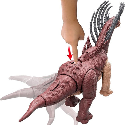 Mattel Jurassic World Gigantic Trackers Action Figure, Bajadasaurus Dinosaur Toy with Rampage Neck Attack, Evolution Spikes, Tail Whip & Digital Play