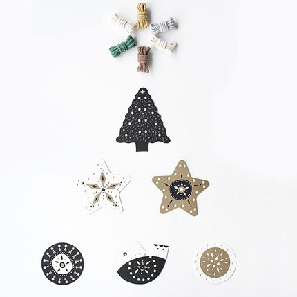 Wee Gallery Holiday Lacing Cards, Sewing Board and Travel Game for Toddlers and Preschoolers, Fine Motor Skills Toy, Montessori-Inspired Educational Kids Craft Activity for Ages 3+