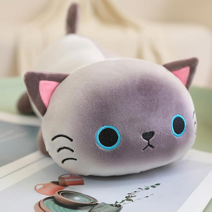 SQEQE Weighted Siamese Cat Plush, Weighted Siamese Cat Stuffed Animal, Cute Plushies Soft Pillow Toy Gift for Kids Adults 23.6 Inch, 3.1 Lbs