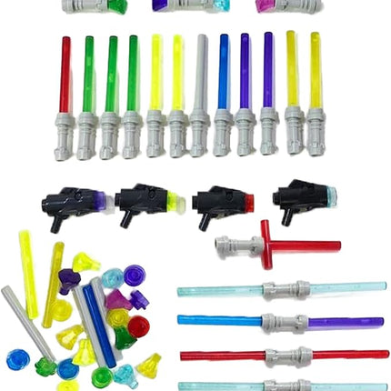 Brick Loot Light Saber & Blaster Weapons Pack, 75+ Mini Accessories for Lego Minifigures, Star Wars Building Set, Compatible with Major Brands, Includes Swords, Sabers, Guns for Kids & Adults Ages 6+