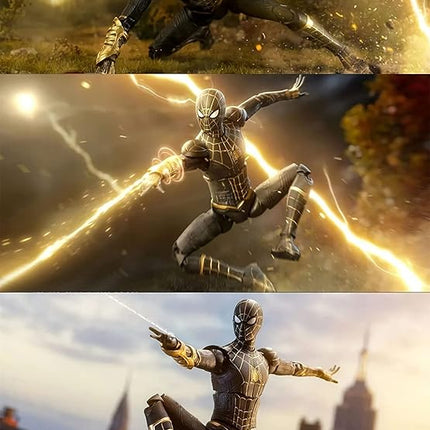 No Way HomeSpiderman Action Figures-7 Inch All Joints Movable Exquisite Collection Model Gift (Black & Gold)