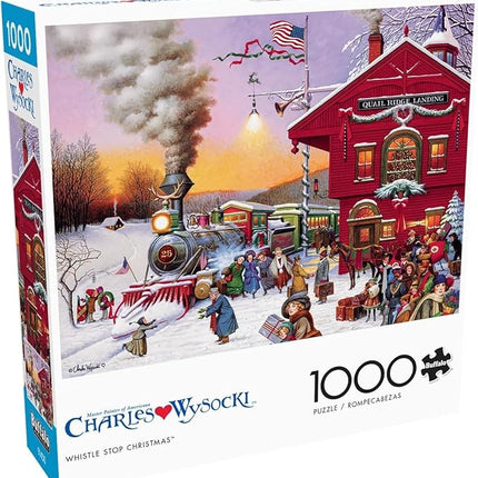 Buffalo Games - Charles Wysocki - Whistle Stop Christmas - 1000 Piece Jigsaw Puzzle for Adults -Challenging Puzzle Perfect for Game Nights - Finished Size is 26.75 x 19.75
