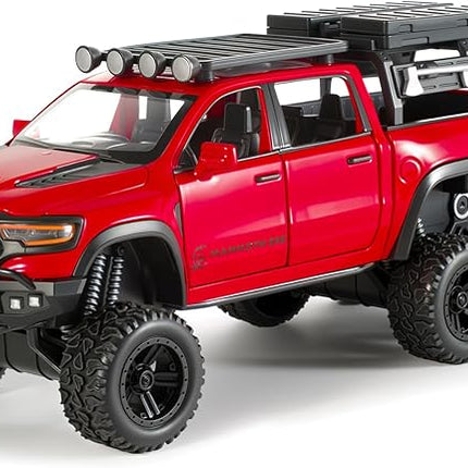 Toy Trucks for Boys 1/32 Diecast Trucks Mammoth Model Truck,Collectible Pickup Truck Model Kit,Pull Back Cars with Lights and Sounds,Toy Trucks for Boys Age 4-7（Red）