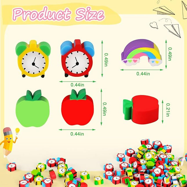JUNEBRUSHS Apples Erasers for Kids - 150pcs Welcome Back to School Gifts - Cute Mini Erasers for Classroom Prizes & Homework Rewards